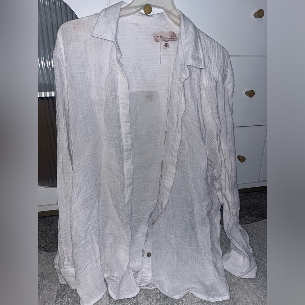 Size XL White button down cover up